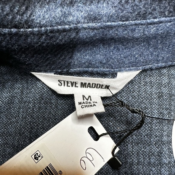 STEVE MADDEN Womens Sophia Shacket Jacket Buffalo Plaid Navy Blue Medium New - Picture 6 of 8